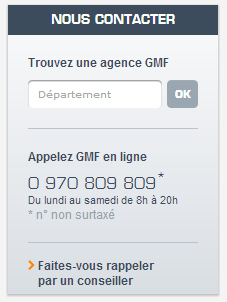 Accédez à la rubrique "Nous Contacter" de la GMF 